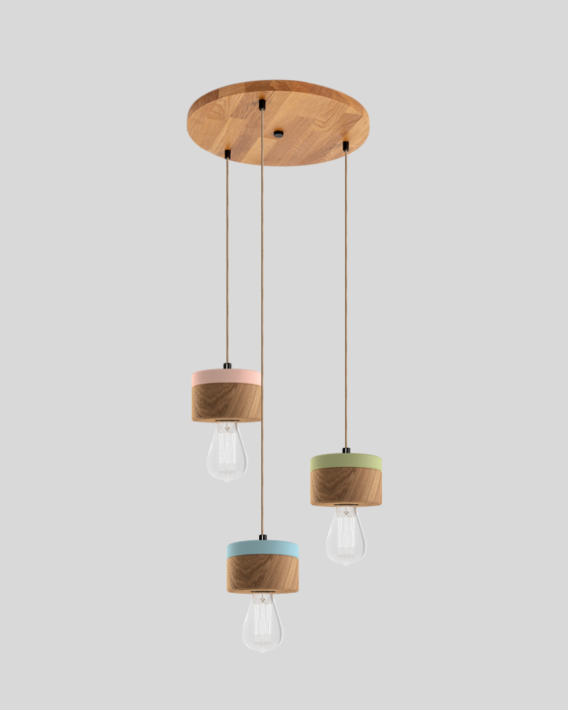 3er Pendelleuchte aus Eichenholz im skandinavischen Design - Farbvarianten Eiche von ALMUT von Wildheim