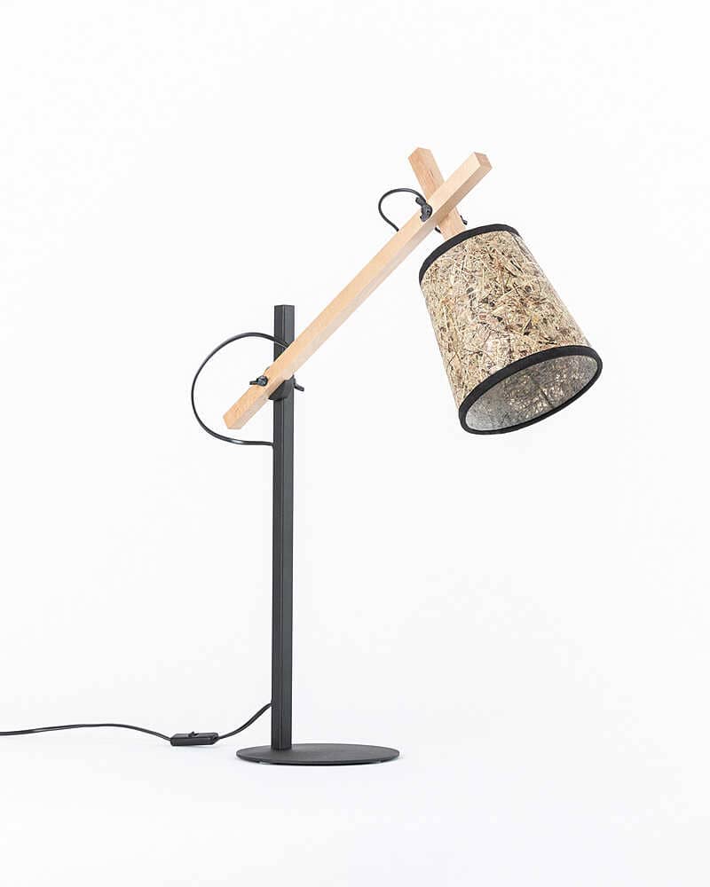 Leselampe Tischlampe aus Holz und Heu 0000 von ALMUT von Wildheim
