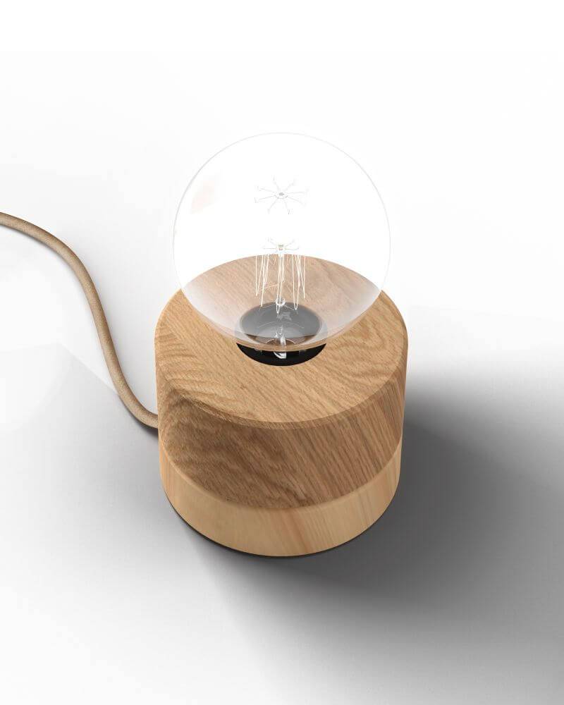 Tischlampe aus Eiche Holz skandinavisches Design 0239 ALMUT - Eiche Zirbe von ALMUT von Wildheim