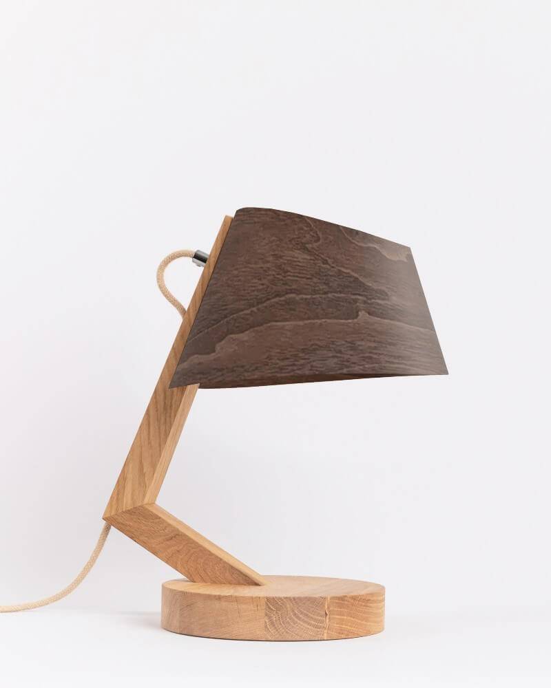 Tischlampe aus Holz Eiche geschwungen 1411 ALMUT - Walnuss von ALMUT von Wildheim