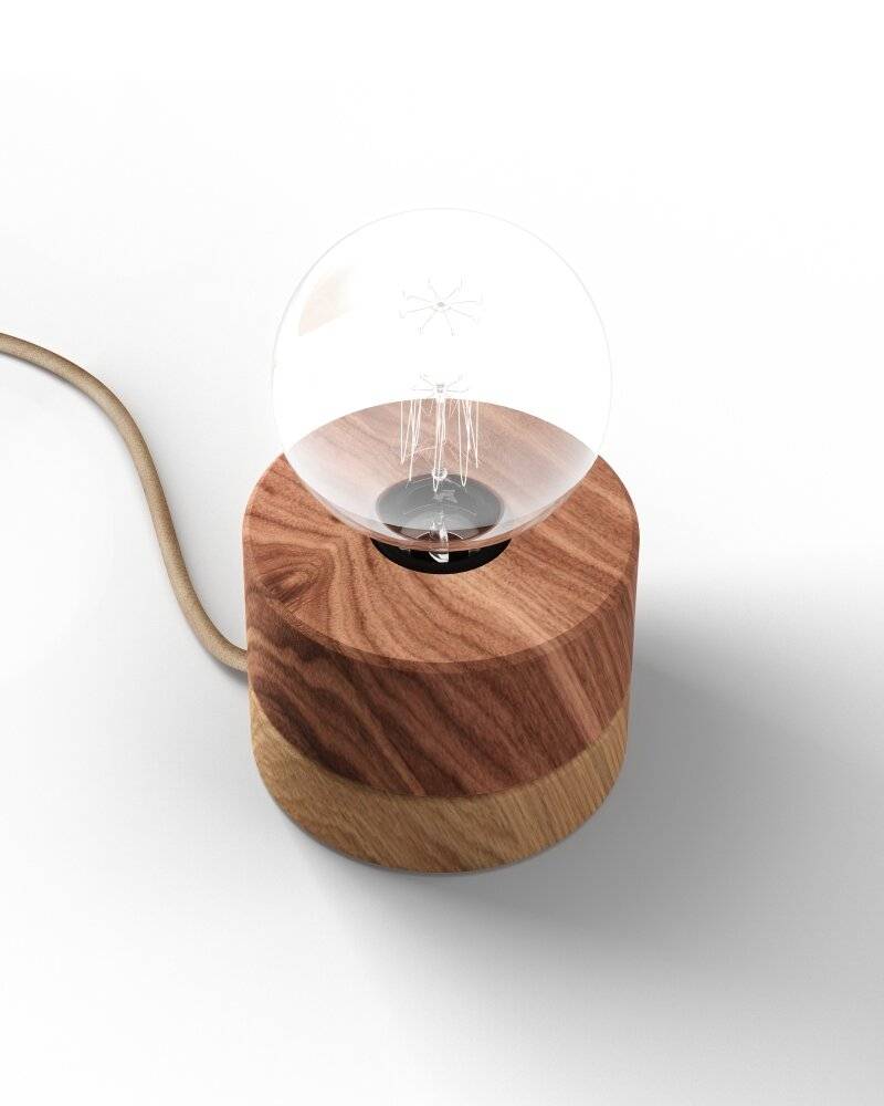 Tischlampe aus Walnuss Holz Schlafzimmer 0239 ALMUT - Walnuss Eiche von ALMUT von Wildheim