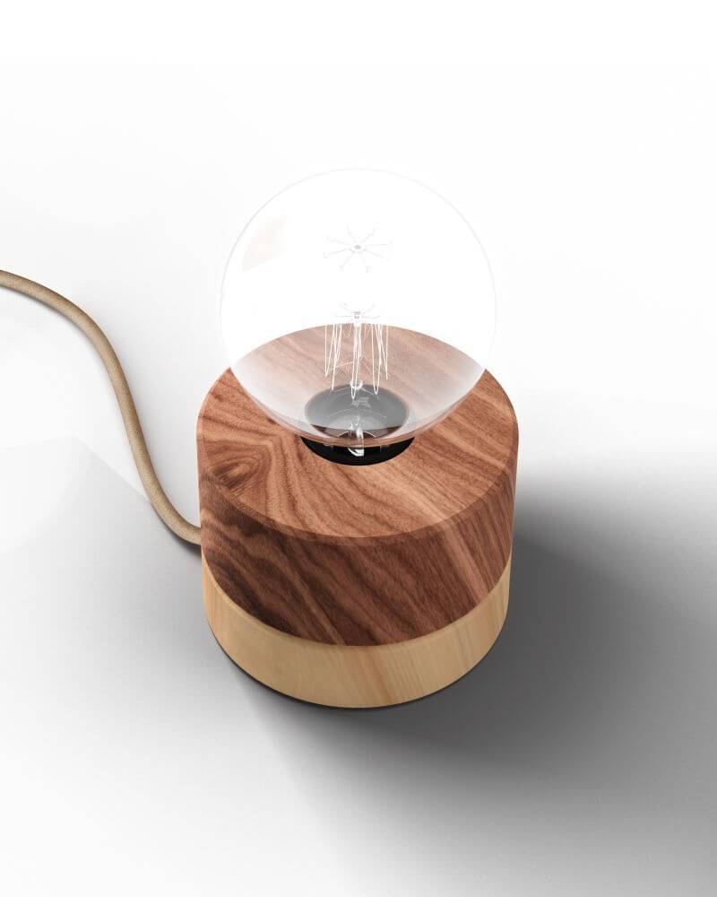 Tischlampe aus Walnuss Holz Schlafzimmer 0239 ALMUT - Walnuss Zirbe von ALMUT von Wildheim