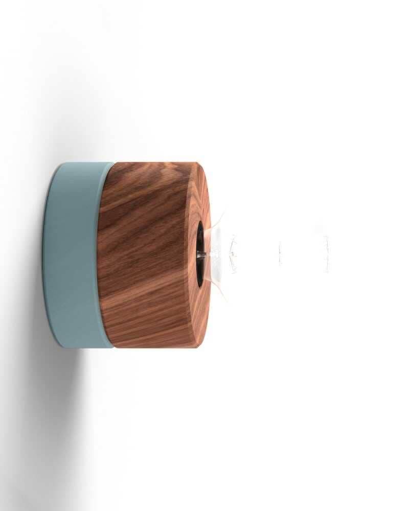 Wandlampe aus Holz mit Kabel und Stecker 0239 ALMUT - Walnuss • Blau von ALMUT von Wildheim