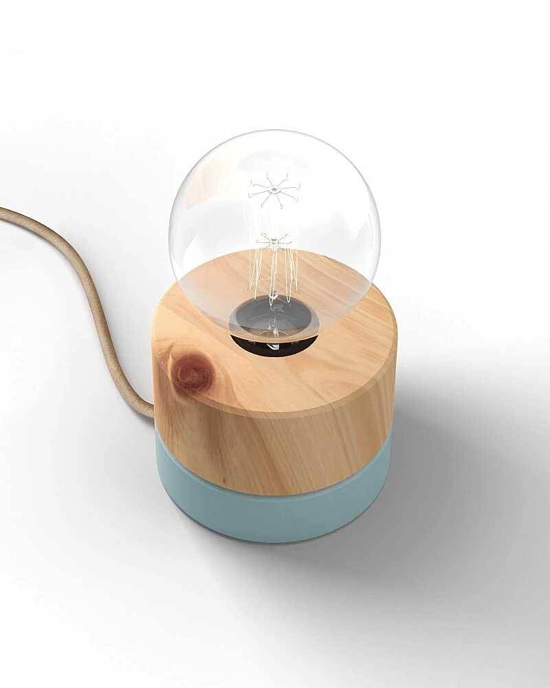 Zirbenlampe Tischleuchte aus Zirbe Holz 0239 ALMUT - Pastellblau von ALMUT von Wildheim