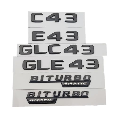 ALMVIS 3D-Kofferraumaufkleber C43 E43 GLE43 GLC43 BITURBO 4MATIC Emblem Logo Passend for Mercedes AMG W205 W204 W213 W212 X253 W167 Zubehör Auto-Logo-Aufkleber(Glossy Black,BITURBO 4MATIC 2pcs) von ALMVIS
