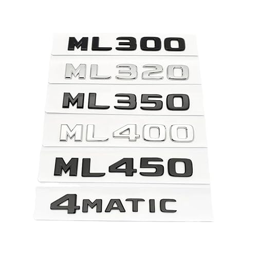 ALMVIS 3D-Buchstaben in Schwarz und Silber, ML300 ML350 ML400 ML450 ML500, Emblem, passend for Mercedes, passend for Benz AMG, Kofferraum hinten, W164 W166, Logo-Aufkleber Auto-Logo-Aufkleber(4Matic,S von ALMVIS