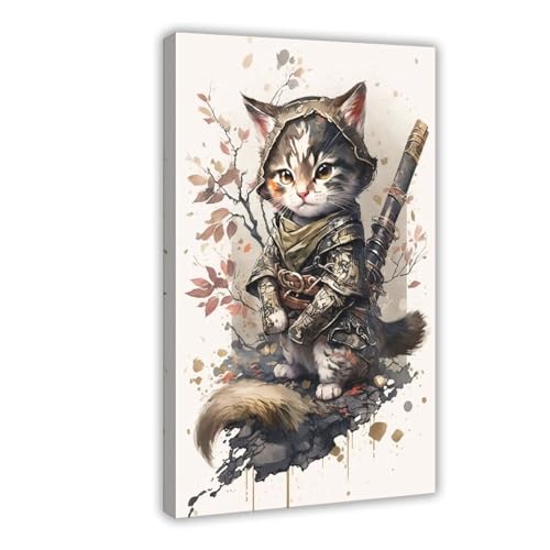 ALNILA Lustiges Poster mit Samurai-Katze, 3 Leinwand-Poster, Schlafzimmer, Dekoration, Sport, Landschaft, Büro, Raumdekoration, Geschenk, Rahmen-Stil, 30 x 45 cm ALNILA Lustiges Poster mit Samurai-Katze, 3 Leinwand-Poster, Schlafzimmer, Dekoration, Sport, Landschaft, Büro, Raumdekoration, Geschenk, Rahmen-Stil, 30 x 45 cm von ALNILA