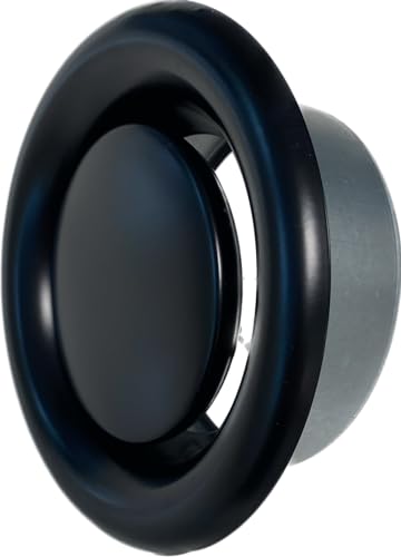Abluftventil Stahlblech schwarz rund mit Einbaurahmen DN 125 mm von Alnor
