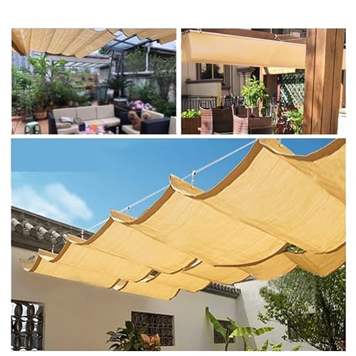 ALOBY Terrasse Sonnensegel, Abnehmbar Nach Unten Schieben Welle Sonnenschutz, Markise Vordach Zum Pergola Deck Vorbau Terrasse, Anpassbar (Color : Beige, Size : 2x3m) von ALOBY