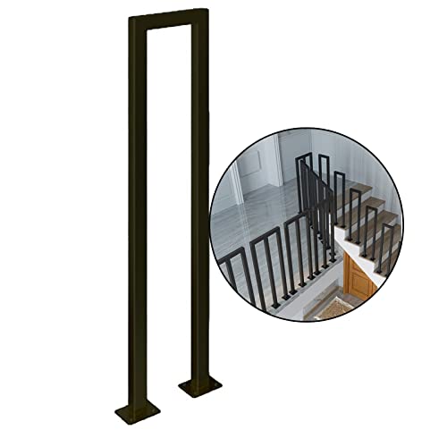 ALOBY Treppengeländer for Drinnen Draußen, Matt-schwarz Metall Innen Villa Konstruktion Dachgeschoss Alten Treppengeländer, Sicherheit Stützstangen-Komplettset (Color : Black, Size : 20x85cm) von ALOBY