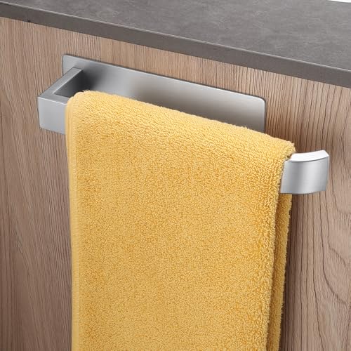 ALOCEO Handtuchhalter ohne Bohren Selbstklebende Handtuchhalter Küche Badezimmer Gebürstet Edelstahl Silber 24cm von ALOCEO