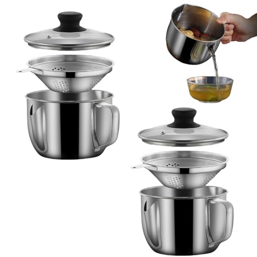 Fat Separator Jug Sauce Separator 304 Stainless Steel Soup Sieve Cup, Gravy Separator & Fat Separator Cup, Grease Separator for Cooking, 1000ml Grease Separator for Gravy, Can Be Heated(2) von ALOEU