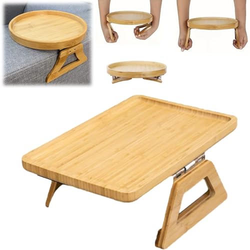 Universal Couch Tray, Wooden Couch Arm Tray, Couch Tray for Arm, Couch Arm Table Tray, Couch Arm Rest Tray, Clip Tray Side Table, Sofa Arm Rest Table Tray, Bamboo Universal Couch Tray Round(Rectangle) von ALOEU
