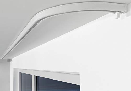 ALOHA Gardinenschiene aus Aluminium Vorhangschienen, Deckenbefestigung 1, 2, 3, 4, 5 -läufig für Schiebevorhänge, Vorhänge (ITU / 1-läufig/Rundbogen Paar/Weiß) von ALOHA