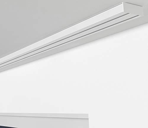 ALOHA Gardinenschiene aus Aluminium Vorhangschienen, Deckenbefestigung 1, 2, 3, 4, 5 -läufig für Schiebevorhänge, Vorhänge (RIO / 2-läufig / 180cm / nur Gardinenschiene/Weiß) von ALOHA