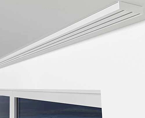 ALOHA Gardinenschiene aus Aluminium Vorhangschienen, Deckenbefestigung 1, 2, 3, 4, 5 -läufig für Schiebevorhänge, Vorhänge (RIO / 3-läufig / 140cm / nur Gardinenschiene/Weiß) von ALOHA