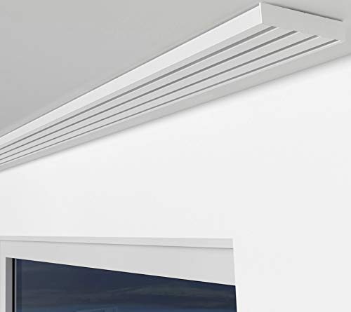 ALOHA Gardinenschiene aus Aluminium Vorhangschienen, Deckenbefestigung 1, 2, 3, 4, 5 -läufig für Schiebevorhänge, Vorhänge (RIO / 4-läufig / 240cm / nur Gardinenschiene/Weiß) von ALOHA