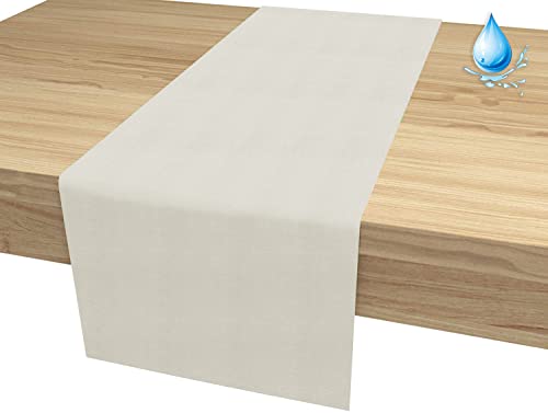 ALOHA Tischläufer Tischband für Esstisch für Hochzeit hochwertiger Tischdekoration Farbe und Größe wählbar (Wasserdicht Ecru / rechteckig / 40cm x 140cm) von ALOHA