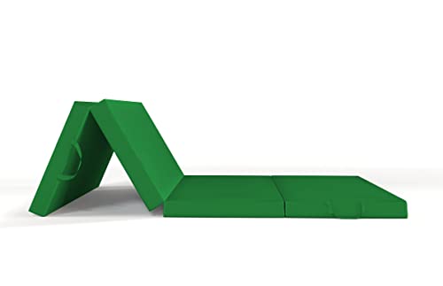 ALOHA Klappmatratze, Gästematratze, 4-teilige Faltmatratze zusammenklappbar Matratze mit Transporttasche Farbe und Größe wählbar (Grün / 70cm x 195cm x 8cm) von ALOHA