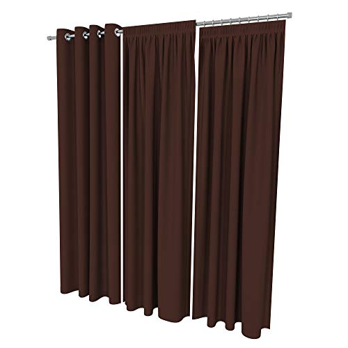 ALOHA Vorhänge Vorhang Elegant Hochwertig Gardine für Schlafzimmer, Wohnzimmer Uni einfarbig Farbe und Größe wählbar (Braun/mit Ösen / 135cm x 260cm / 2er Set) von ALOHA