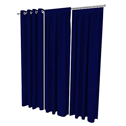 ALOHA Vorhänge Vorhang Elegant Hochwertig Gardine für Schlafzimmer, Wohnzimmer Uni einfarbig Farbe und Größe wählbar (Dunkelblau/mit Kräuselband / 135cm x 175cm / 2er Set) von ALOHA