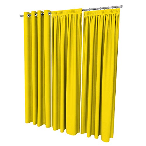 ALOHA Vorhänge Vorhang Elegant Hochwertig Gardine für Schlafzimmer, Wohnzimmer Uni einfarbig Farbe und Größe wählbar (Gelb/mit Stegband / 135cm x 215cm / 2er Set) von ALOHA