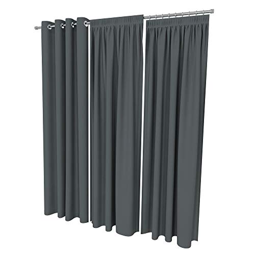 ALOHA Vorhänge Vorhang Elegant Hochwertig Gardine für Schlafzimmer, Wohnzimmer Uni einfarbig Farbe und Größe wählbar (Graphit/mit Kräuselband / 135cm x 215cm / 2er Set) von ALOHA