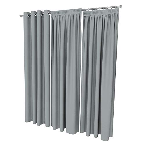 ALOHA Vorhänge Vorhang Elegant Hochwertig Gardine für Schlafzimmer, Wohnzimmer Uni einfarbig Farbe und Größe wählbar (Grau/mit Kräuselband / 135cm x 215cm / 2er Set) von ALOHA