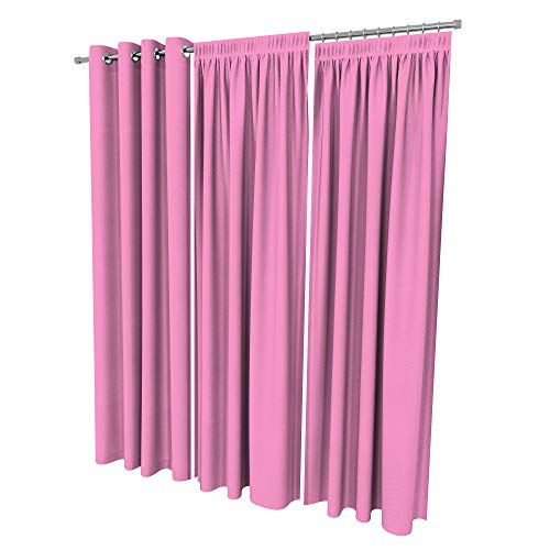 ALOHA Vorhänge Vorhang Elegant Hochwertig Gardine für Schlafzimmer, Wohnzimmer Uni einfarbig Farbe und Größe wählbar (Idyllisches Pink/mit Kräuselband / 135cm x 150cm / 2er Set) von ALOHA