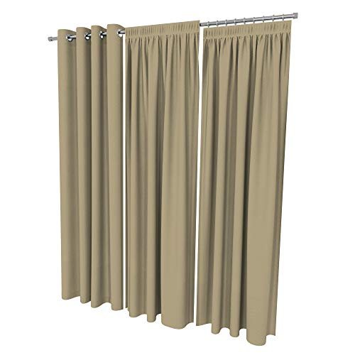 ALOHA Vorhänge Vorhang Elegant Hochwertig Gardine für Schlafzimmer, Wohnzimmer Uni einfarbig Farbe und Größe wählbar (Indian Khaki/mit Ösen / 135cm x 240cm / 2er Set) von ALOHA