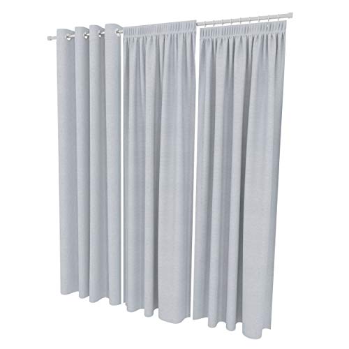 ALOHA Vorhänge Vorhang Elegant Hochwertig Gardine für Schlafzimmer, Wohnzimmer Uni einfarbig Farbe und Größe wählbar (Nebelgrau/mit Kräuselband / 140cm x 150cm / 2er Set) von ALOHA