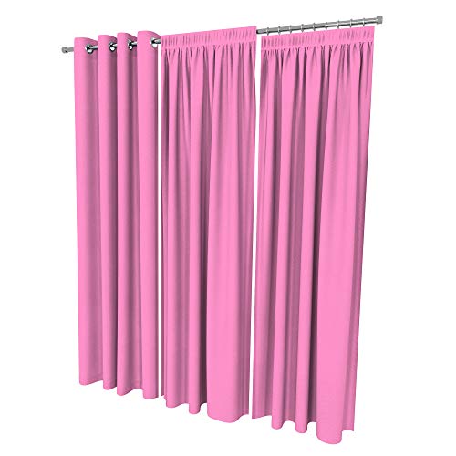 ALOHA Vorhänge Vorhang Elegant Hochwertig Gardine für Schlafzimmer, Wohnzimmer Uni einfarbig Farbe und Größe wählbar (Pink/mit Kräuselband / 135cm x 240cm / 2er Set) von ALOHA