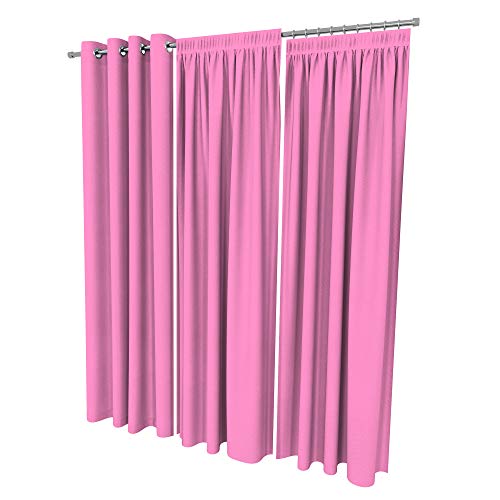 ALOHA Vorhänge Vorhang Elegant Hochwertig Gardine für Schlafzimmer, Wohnzimmer Uni einfarbig Farbe und Größe wählbar (Pink/mit Ösen / 135cm x 150cm / 2er Set) von ALOHA