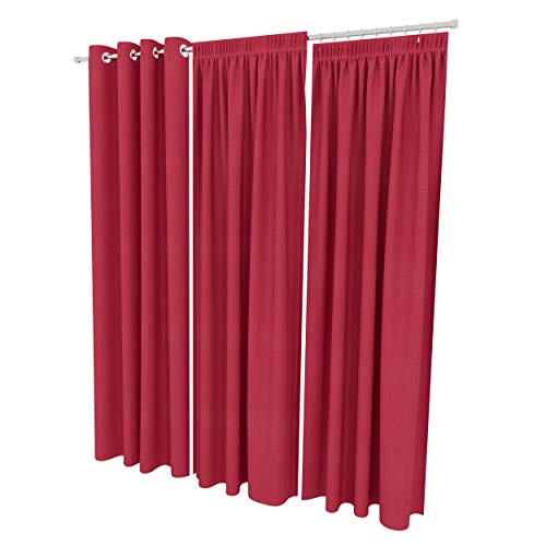 ALOHA Vorhänge Vorhang Elegant Hochwertig Gardine für Schlafzimmer, Wohnzimmer Uni einfarbig Farbe und Größe wählbar (Rot/mit Kräuselband / 140cm x 150cm / 2er Set) von ALOHA