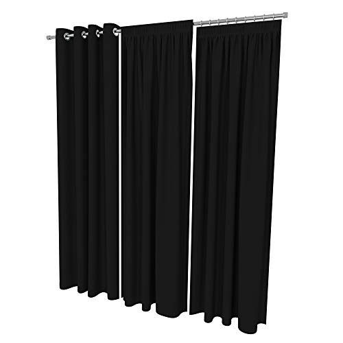 ALOHA Vorhänge Vorhang Elegant Hochwertig Gardine für Schlafzimmer, Wohnzimmer Uni einfarbig Farbe und Größe wählbar (Schwarz/mit Kräuselband / 135cm x 260cm / 2er Set) von ALOHA