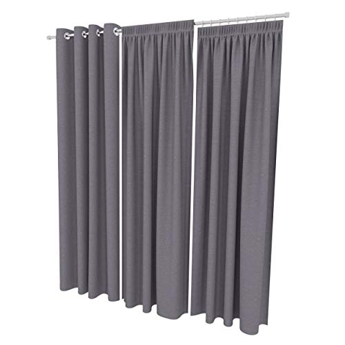 ALOHA Vorhänge Vorhang Elegant Hochwertig Gardine für Schlafzimmer, Wohnzimmer Uni einfarbig Farbe und Größe wählbar (Schwarzgrau/mit Kräuselband / 140cm x 215cm / 2er Set) von ALOHA