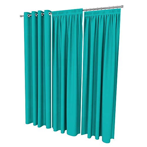 ALOHA Vorhänge Vorhang Elegant Hochwertig Gardine für Schlafzimmer, Wohnzimmer Uni einfarbig Farbe und Größe wählbar (Turquoise Blue/mit Kräuselband / 135cm x 240cm / 2er Set) von ALOHA