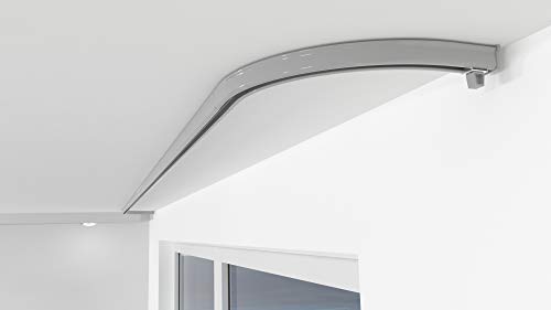 ALOHA Gardinenschiene aus Aluminium Vorhangschienen, Deckenbefestigung 1, 2, 3, 4, 5 -läufig für Schiebevorhänge, Vorhänge (ITU / 1-läufig/Rundbogen Paar/Grau) von ALOHA