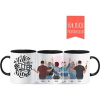 7 Beste Freunde Tasse Personalisiert, Mit Frisuren, Life Is Better With Friends, Eigenem Text, Panoramatasse, 5 Frauen + 2 Männer von ALOHAPenman