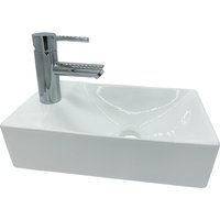 Design Waschtisch Gästebad Kleines Washbecken Handwaschbecken Hahnloch Links von ALONI