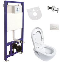 Aloni - Hänge Dusch wc Taharet Bidet Toilette Vorwandelement Spülkasten + Ventil + AC90L - Weiß von ALONI