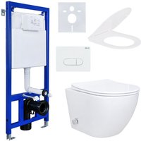 Spülrandloses Hänge Dusch wc Komplettset mit Taharet Kalt/-Warmwasserarmatur Softclose Sitz Drückerplatte Vorwandelement von BELVIT