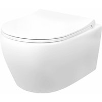Aloni - Spülrandloses Wand Hänge wc Spülrandlos Toilette Normal wc + Deckel - Weiß von ALONI