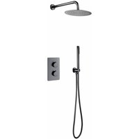 Unterputz Regendusche 25 cm Komplettset mit Wandbrausekopf Arm Grau Gebürstet von ALONI