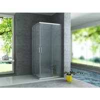Duschkabine Eckeinstieg Schiebetüren Rahmen Chrom 80x80x195 cm - Aloni von ALONI