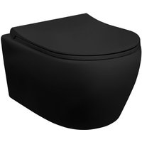 Aloni - Spülrandloses Hänge wc Matt Schwarz Black wc Toilette Softclose Deckel neu von ALONI