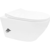 Spülrandloses Taharet Dusch WC inkl. Armatur + Sitz Toilette mit Bidet Funktion - Weiß von ALONI