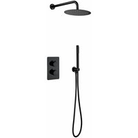 Unterputz Regendusche 25 cm Komplettset mit Wandbrausekopf Arm Schwarz Matt von ALONI