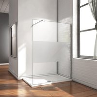 Walk In Dusche Begehbare Duschwand Glas Duschabtrennung Duschtrennwand Glastrennwand Glaswand mit NANO-Beschichtung halbmatt Mittelteil 80cm von ALONI