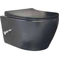 Wc Schwarz Matt Spülrandlos Wand wc mit Taharet Armatur Softclose Deckel Toilette Hängend - Aloni Wc Schwarz Matt Spülrandlos Wand wc mit Taharet Armatur Softclose Deckel Toilette Hängend - Aloni von ALONI
